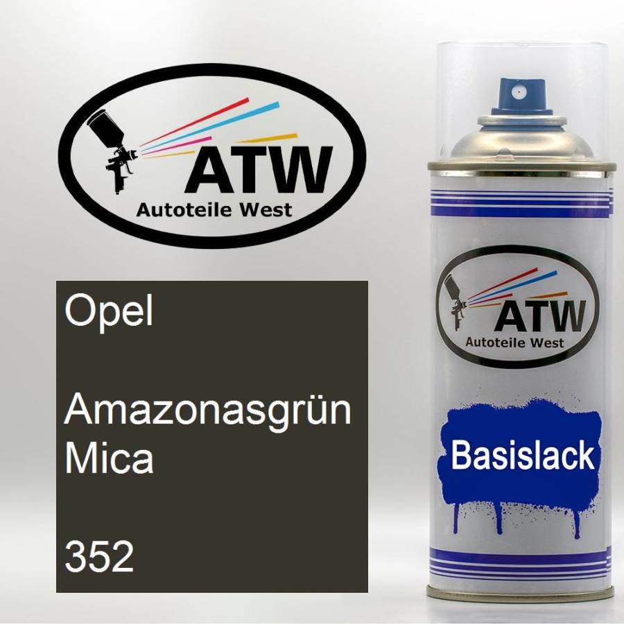 Opel, Amazonasgrün Mica, 352: 400ml Sprühdose, von ATW Autoteile West.